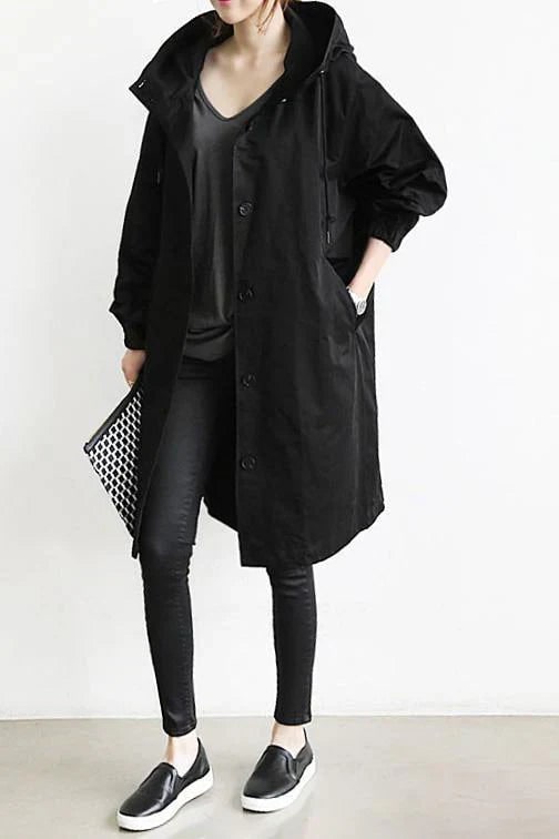 Men's Water Resistant Hooded Trench Coat with Drawstring Waist - Image 3