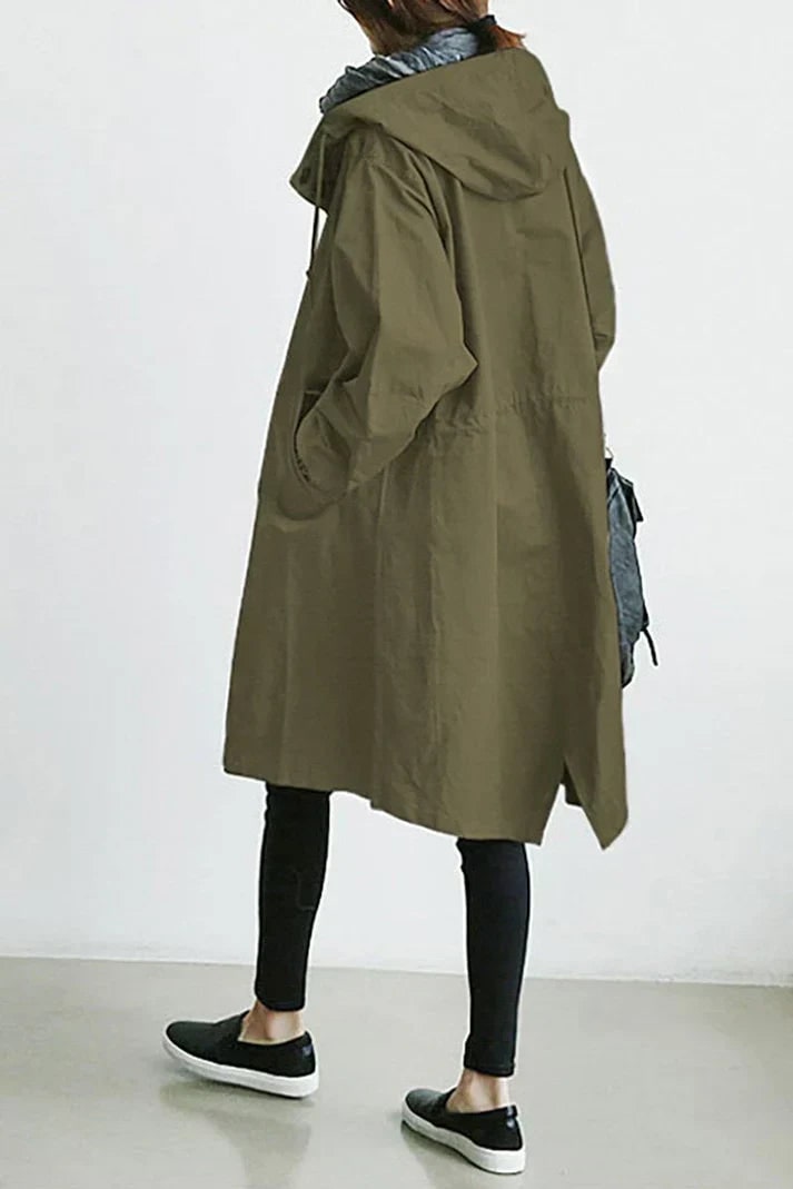 Men's Water Resistant Hooded Trench Coat with Drawstring Waist - Image 4