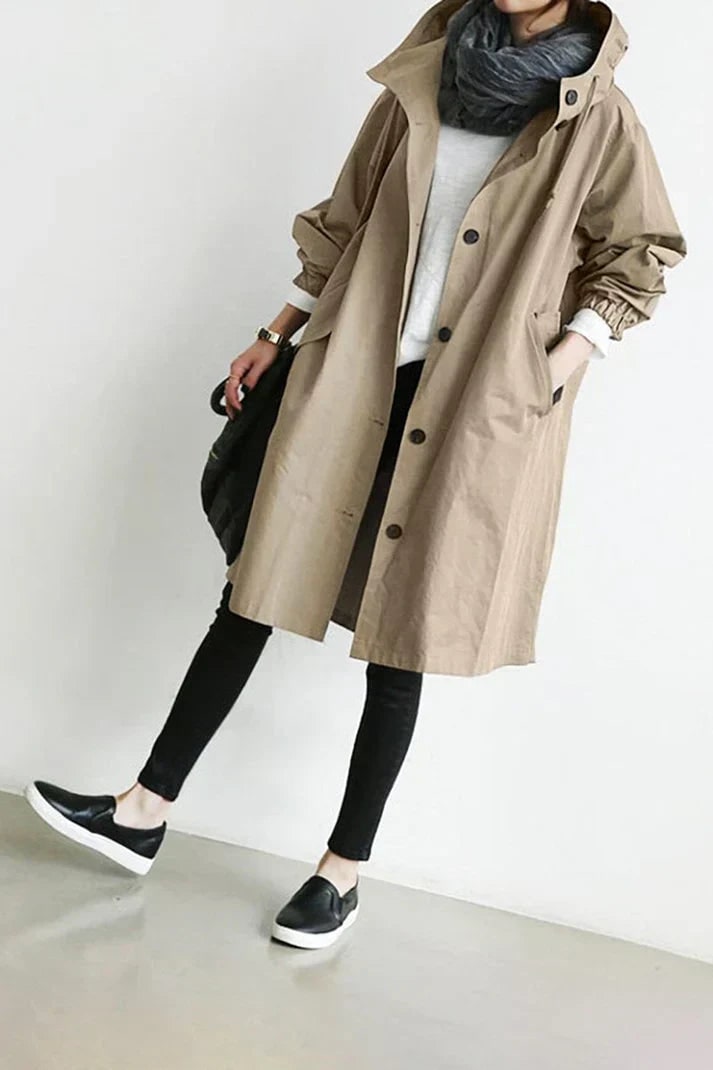 Men's Water Resistant Hooded Trench Coat with Drawstring Waist - Image 6