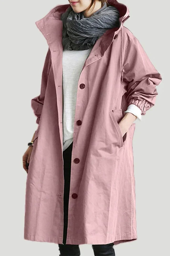 Men's Water Resistant Hooded Trench Coat with Drawstring Waist - Image 9