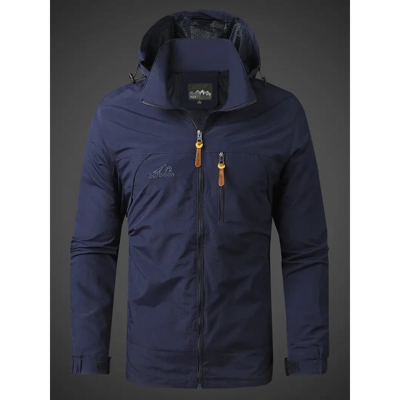 Men's Waterproof Rain Jacket Windbreaker with Packable Design - Image 2