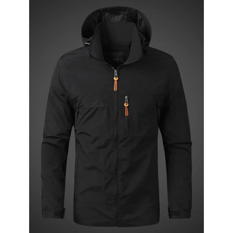Men's Waterproof Rain Jacket Windbreaker with Packable Design - Image 3