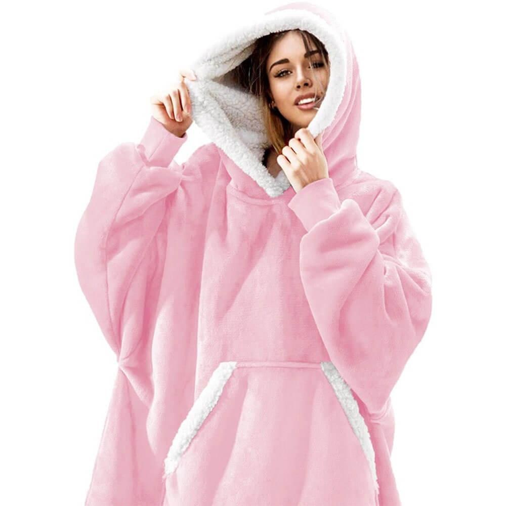 Men's Wearable Blanket Hoodie with Sherpa Lining and Oversized Fleece - Image 1