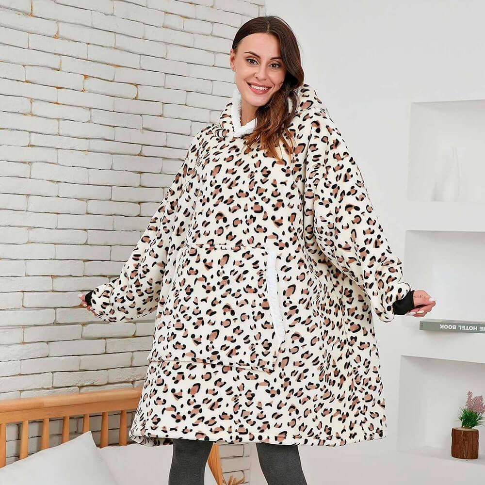 Men's Wearable Blanket Hoodie with Sherpa Lining and Oversized Fleece - Image 2