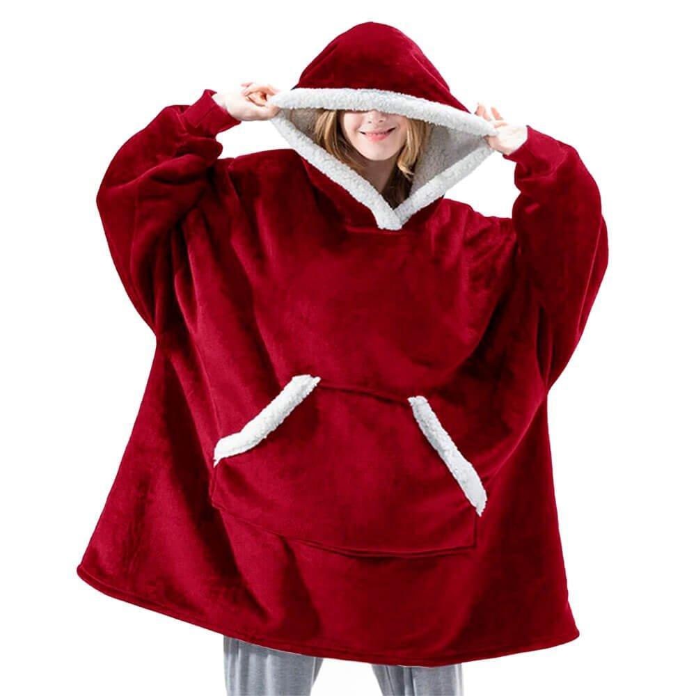Men's Wearable Blanket Hoodie with Sherpa Lining and Oversized Fleece - Image 6