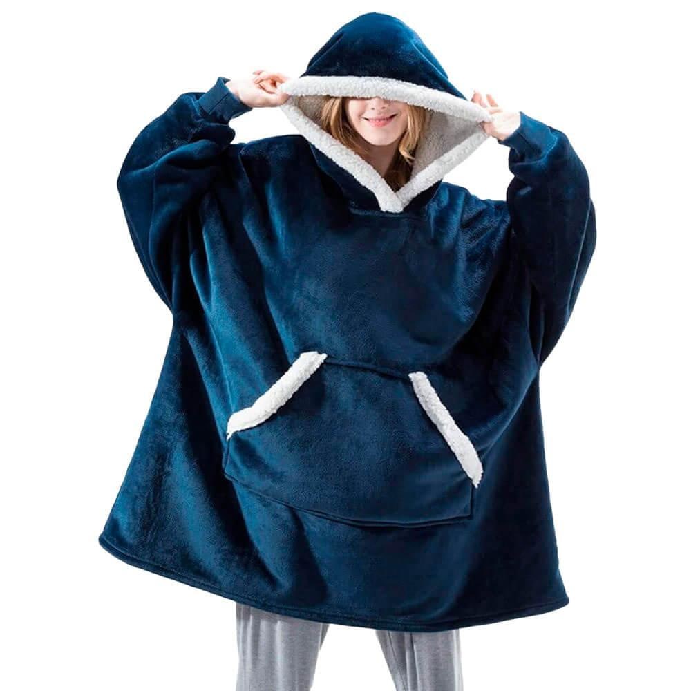 Men's Wearable Blanket Hoodie with Sherpa Lining and Oversized Fleece - Image 7