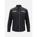 Men's Western Button Up Shirt with Contrast Piping and Spread Collar - Image 1