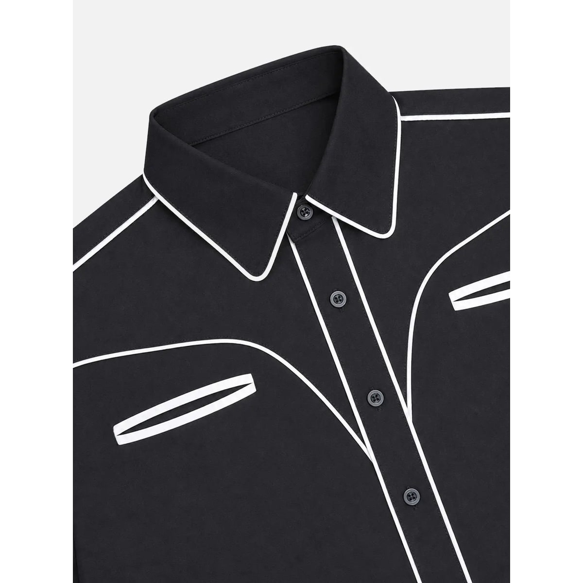 Men's Western Button Up Shirt with Contrast Piping and Spread Collar - Image 4