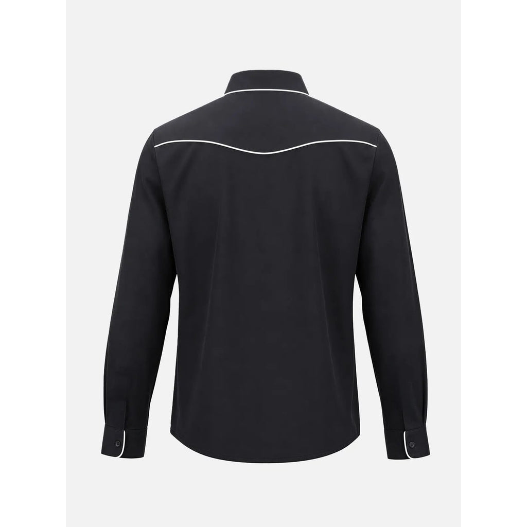 Men's Western Button Up Shirt with Contrast Piping and Spread Collar - Image 5