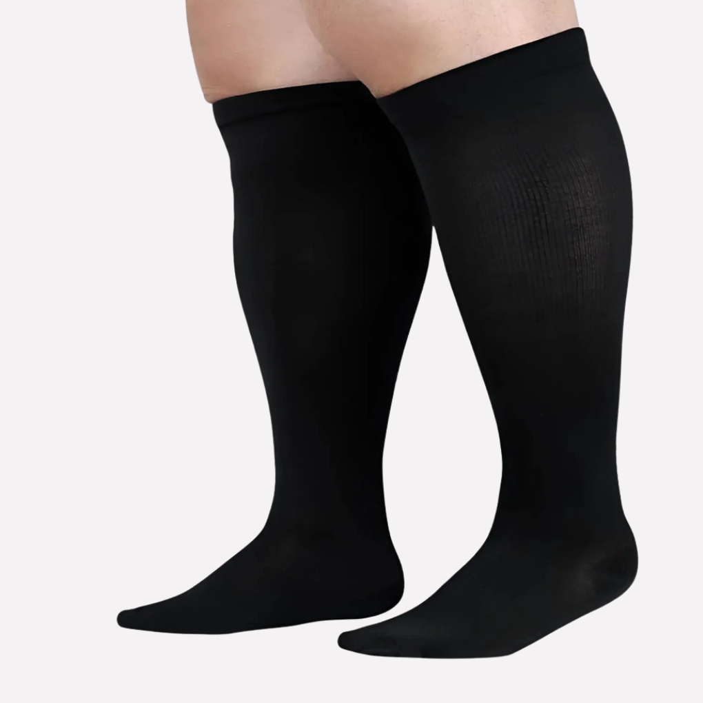 Men's Wide Calf Compression Socks Knee High with Graduated Support and Ribbed Knit - Image 1