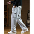 Men's Wide Leg Cargo Sweatpants with Straight and Utility Pockets - Image 5