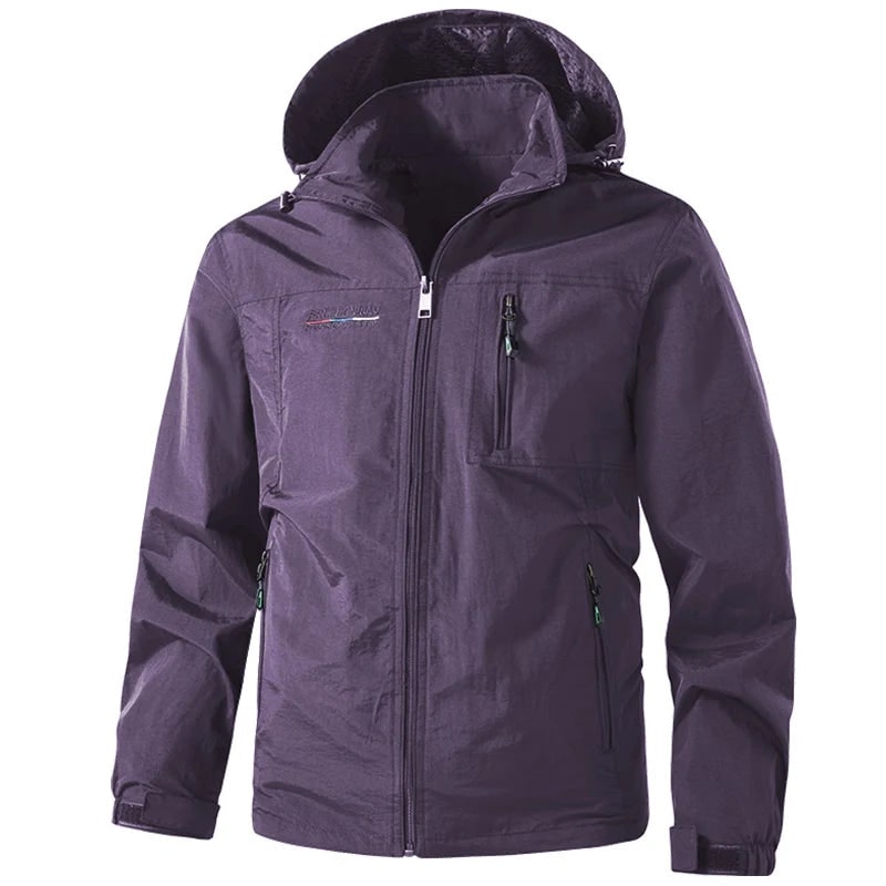 Men's Windbreaker Jacket with Hooded Collar and Zip Pockets - Image 5