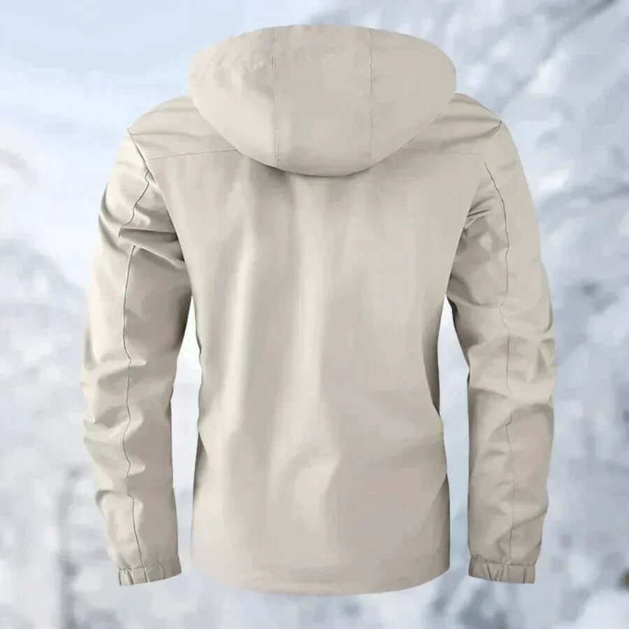 Men's Windbreaker Puffer Jacket with Plaid Lining and Hooded Collar - Image 1