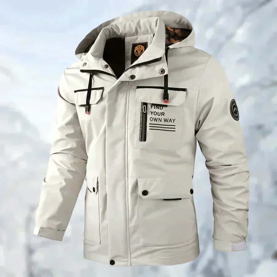 Men's Windbreaker Puffer Jacket with Plaid Lining and Hooded Collar - Image 7