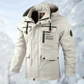 Men's Windbreaker Puffer Jacket with Plaid Lining and Hooded Collar - Image 7
