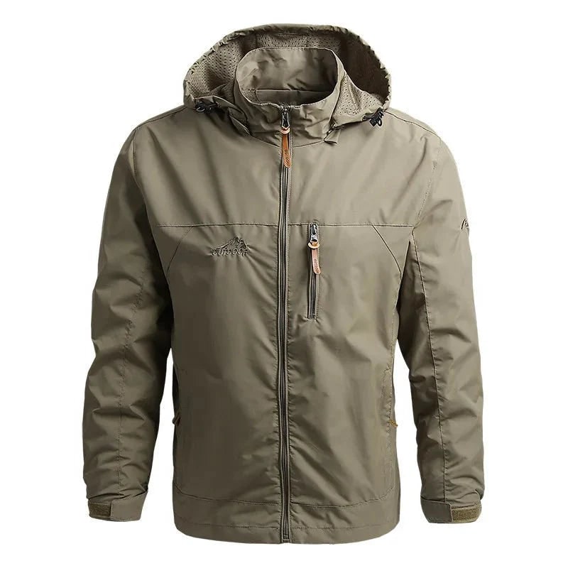 Men's Windbreaker Rain Jacket Hooded Outdoor with Zippered Pockets - Image 1