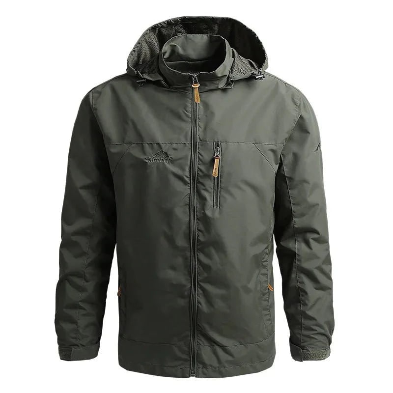 Men's Windbreaker Rain Jacket Hooded Outdoor with Zippered Pockets - Image 2