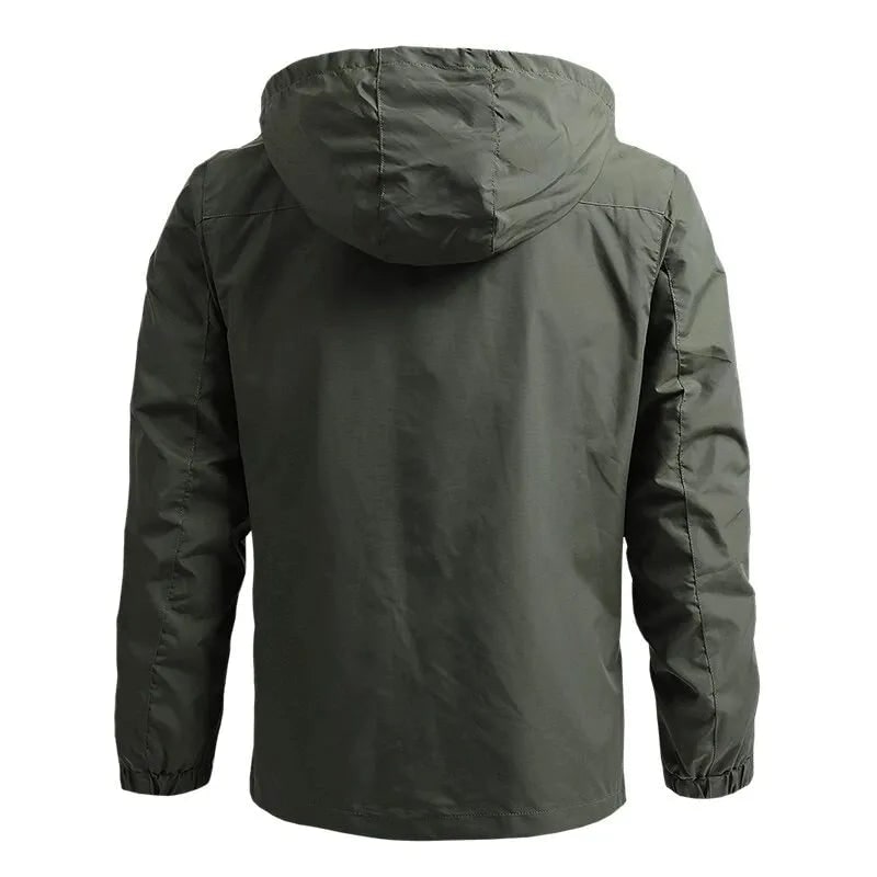 Men's Windbreaker Rain Jacket Hooded Outdoor with Zippered Pockets - Image 4