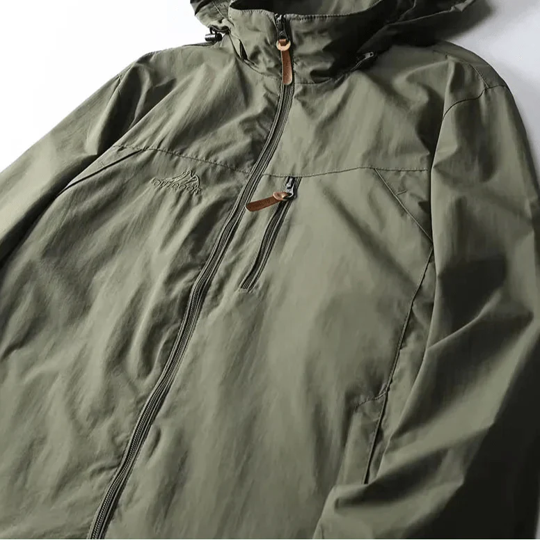 Men's Windbreaker Rain Jacket Hooded Outdoor with Zippered Pockets - Image 5