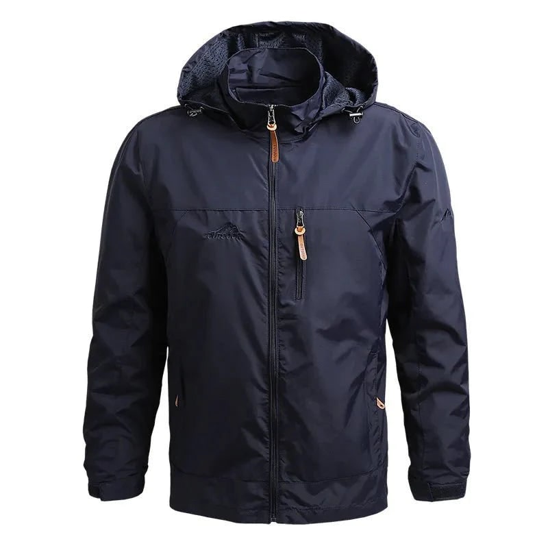 Men's Windbreaker Rain Jacket Hooded Outdoor with Zippered Pockets - Image 7