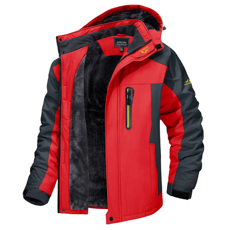 Men's Winter Hooded Puffer Jacket Waterproof Fleece Lined with Full Zip - Image 2