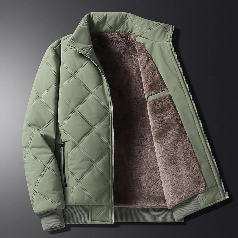 Men's Winter Jacket with Diamond Quilted Exterior and Fleece Lining - Image 11
