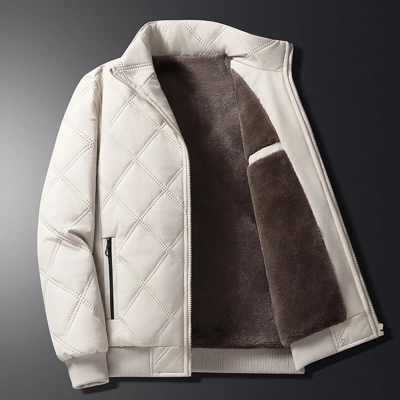 Men's Winter Jacket with Diamond Quilted Exterior and Fleece Lining - Image 12