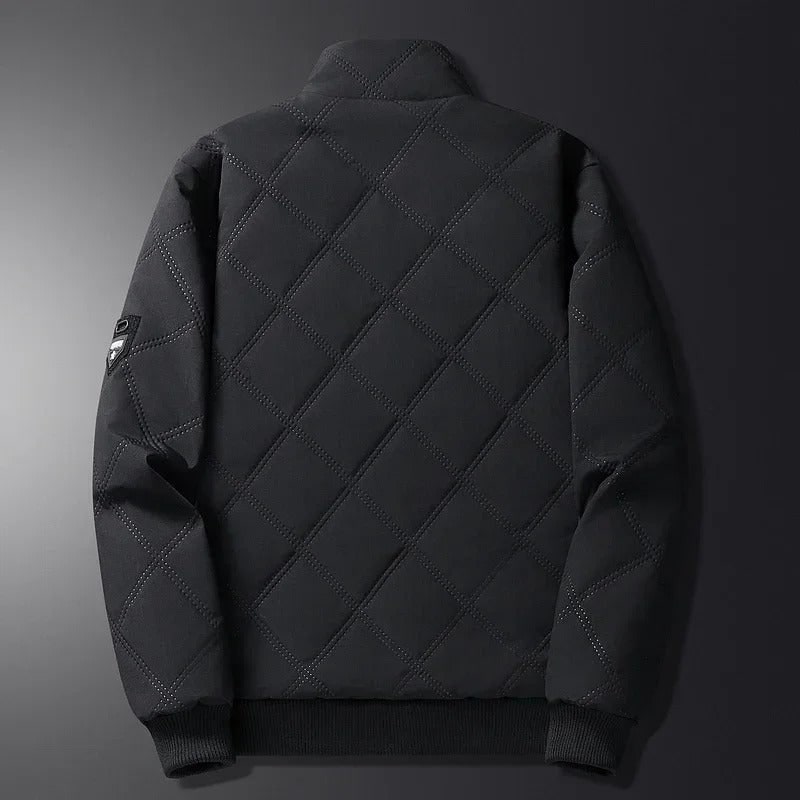 Men's Winter Jacket with Diamond Quilted Exterior and Fleece Lining - Image 4