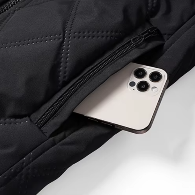 Men's Winter Jacket with Diamond Quilted Exterior and Fleece Lining - Image 8