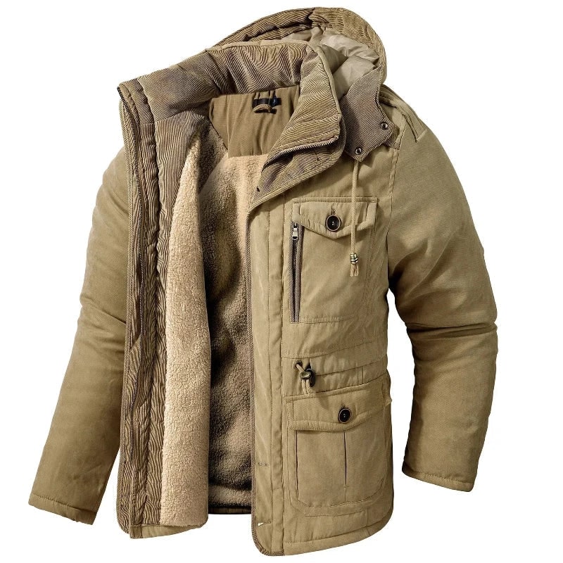 Men's Winter Jacket with Fleece Lining and Detachable Hood - Image 1