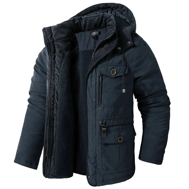 Men's Winter Jacket with Fleece Lining and Detachable Hood - Image 2