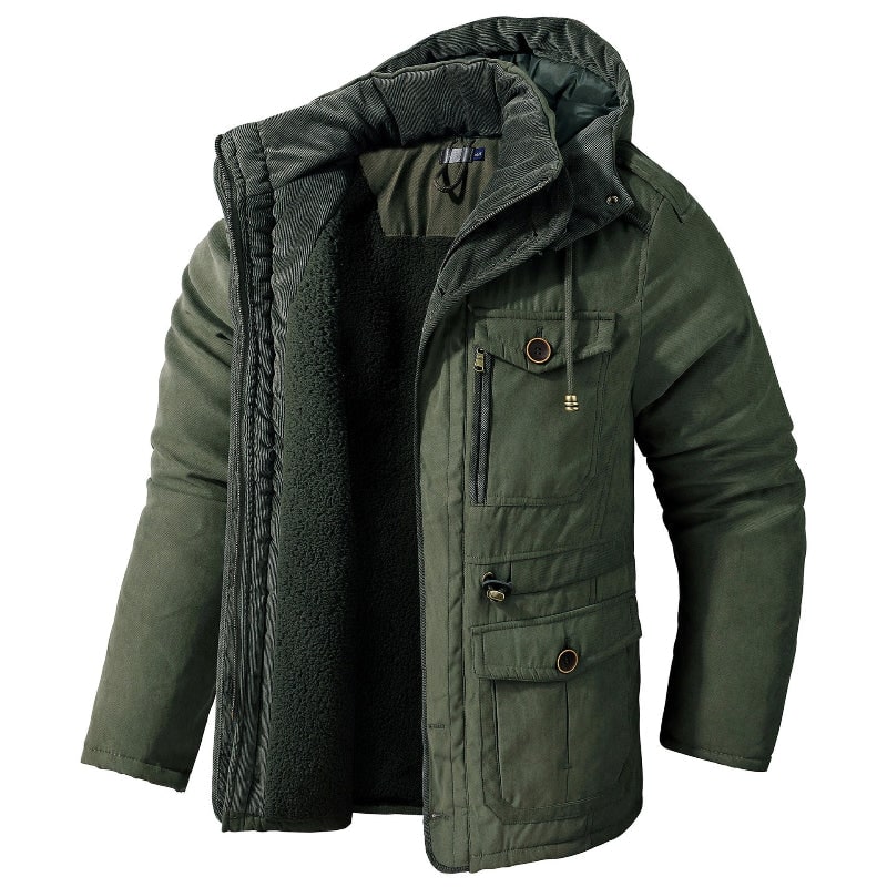 Men's Winter Jacket with Fleece Lining and Detachable Hood - Image 3