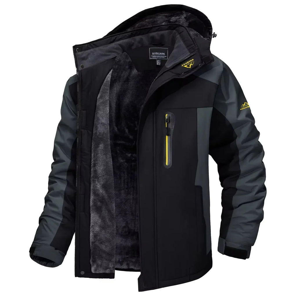 Men's Winter Jacket with Waterproof Shell and Fleece Lining Detachable Hood - Image 2
