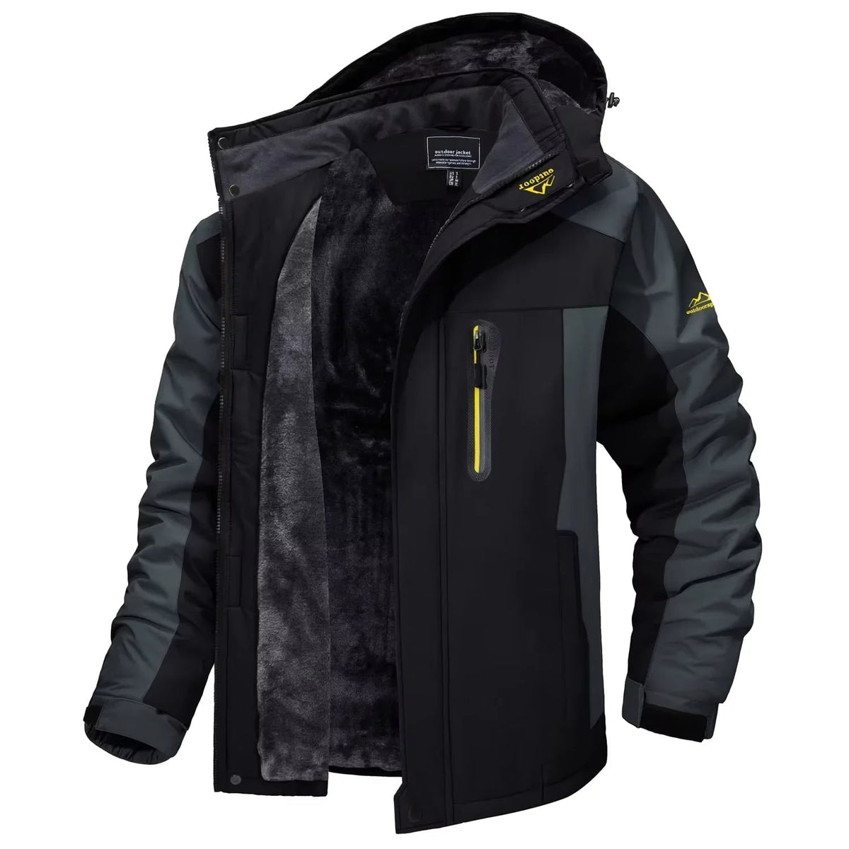 Men's Winter Jacket with Waterproof Shell and Fleece Lining Detachable Hood - Image 2