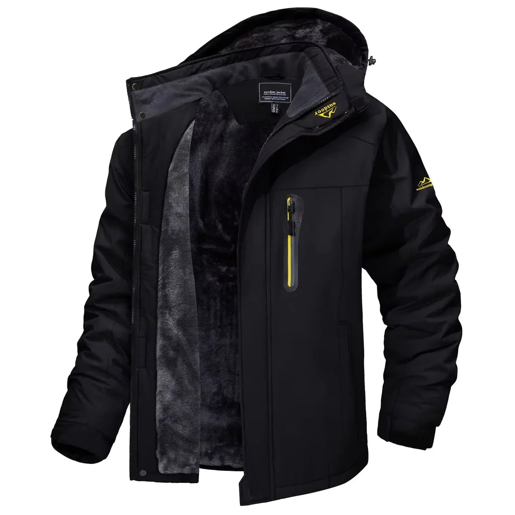Men's Winter Jacket with Waterproof Shell and Fleece Lining Detachable Hood - Image 3