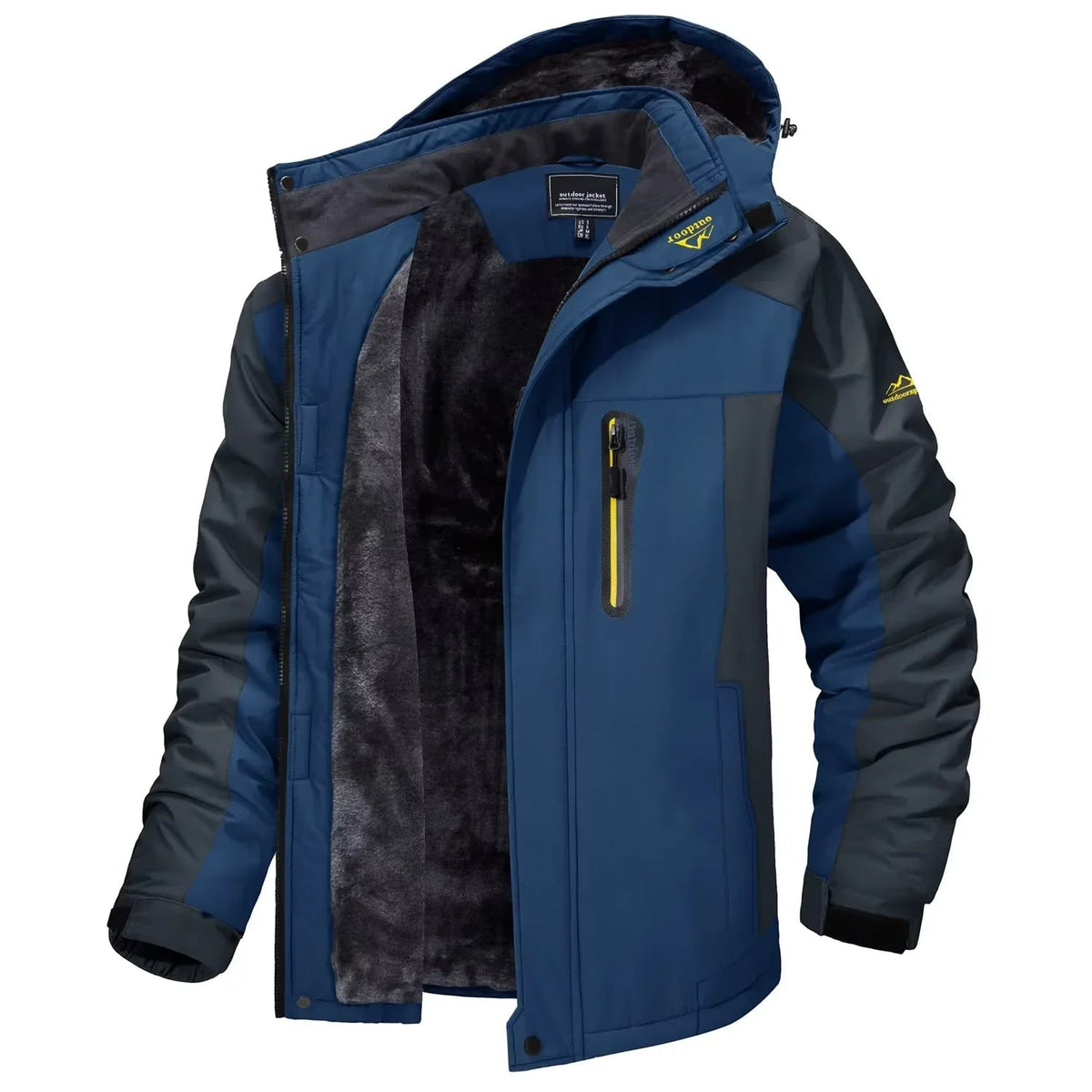 Men's Winter Jacket with Waterproof Shell and Fleece Lining Detachable Hood - Image 4