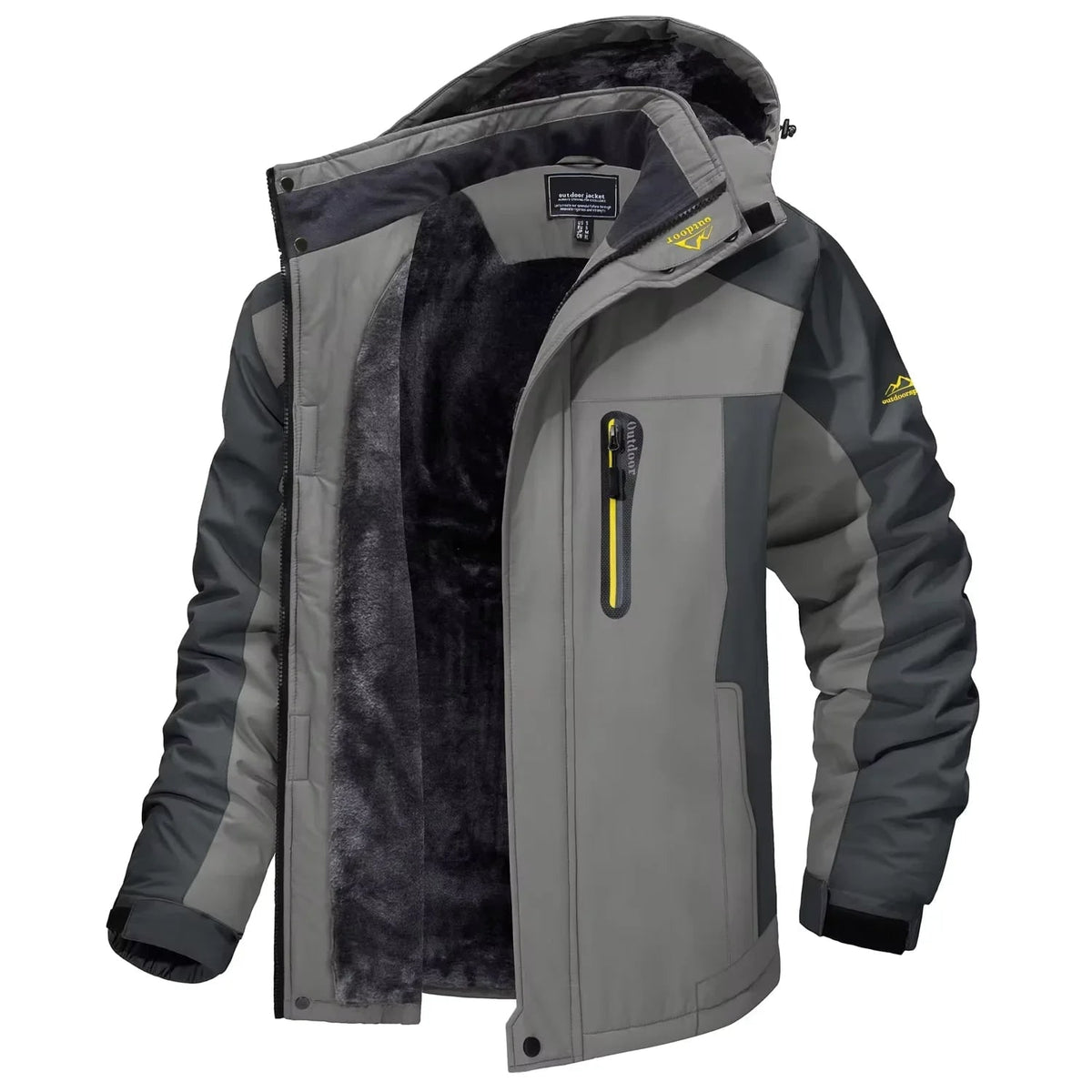 Men's Winter Jacket with Waterproof Shell and Fleece Lining Detachable Hood - Image 5