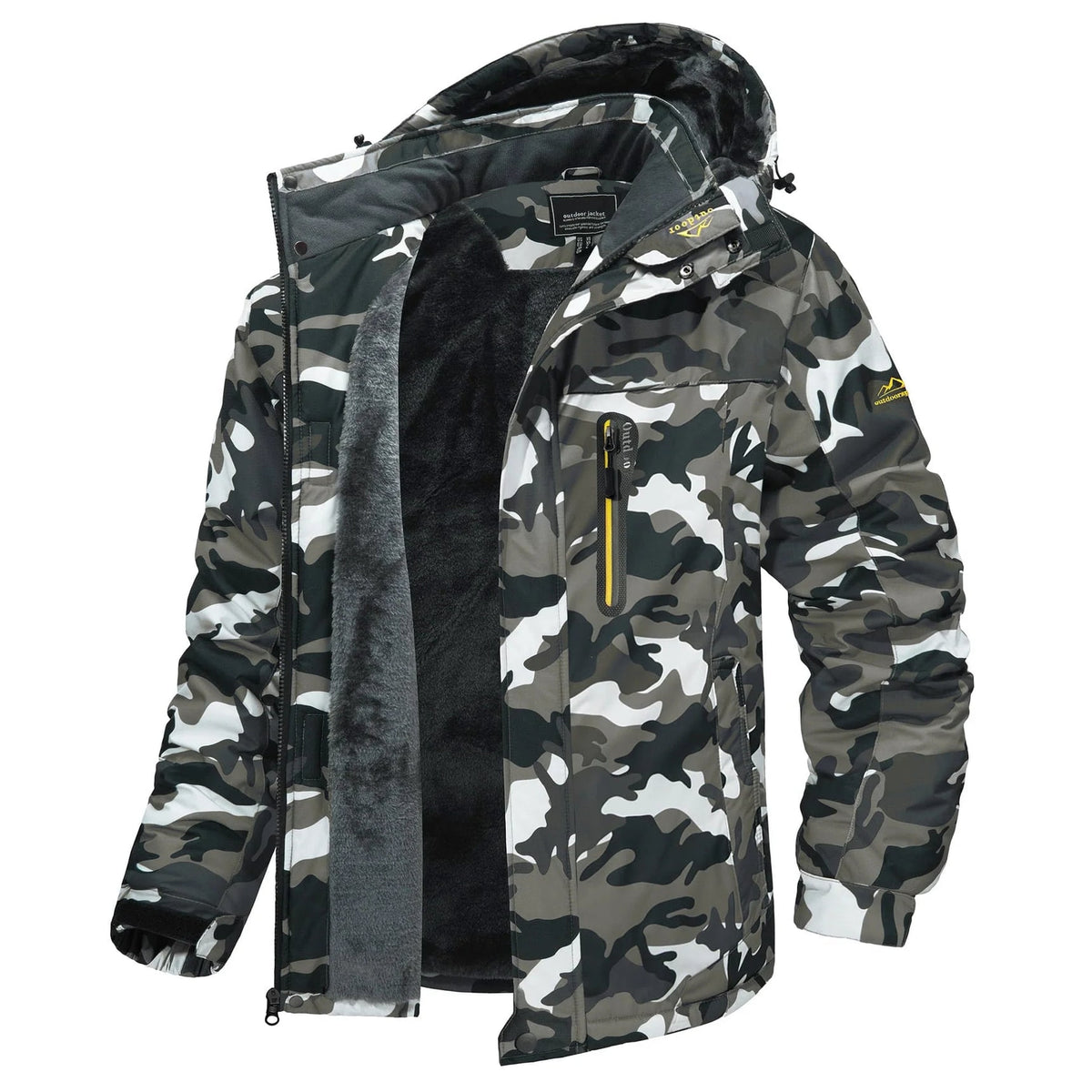 Men's Winter Jacket with Waterproof Shell and Fleece Lining Detachable Hood - Image 6