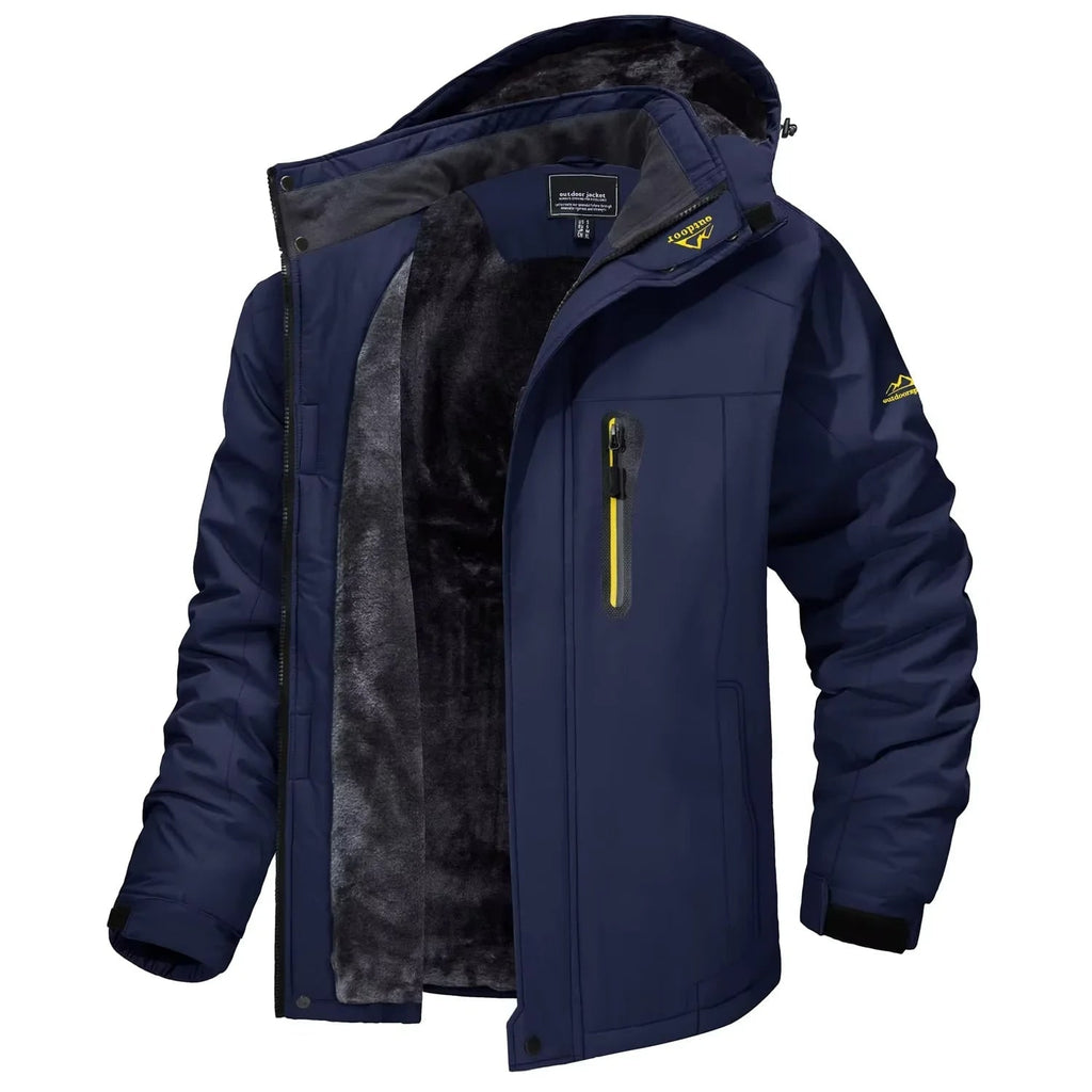 Men's Winter Jacket with Waterproof Shell and Fleece Lining Detachable Hood - Image 7