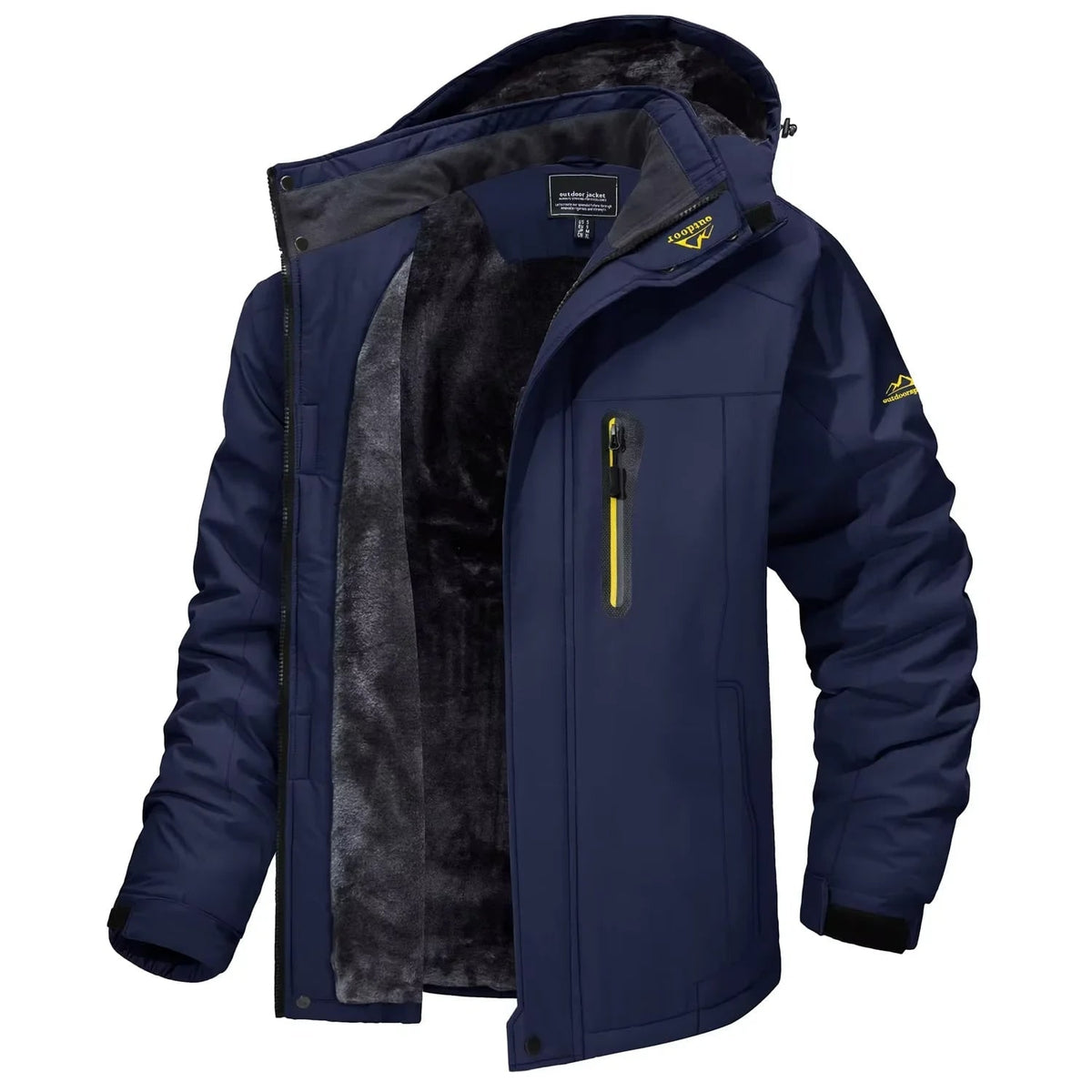 Men's Winter Jacket with Waterproof Shell and Fleece Lining Detachable Hood - Image 7