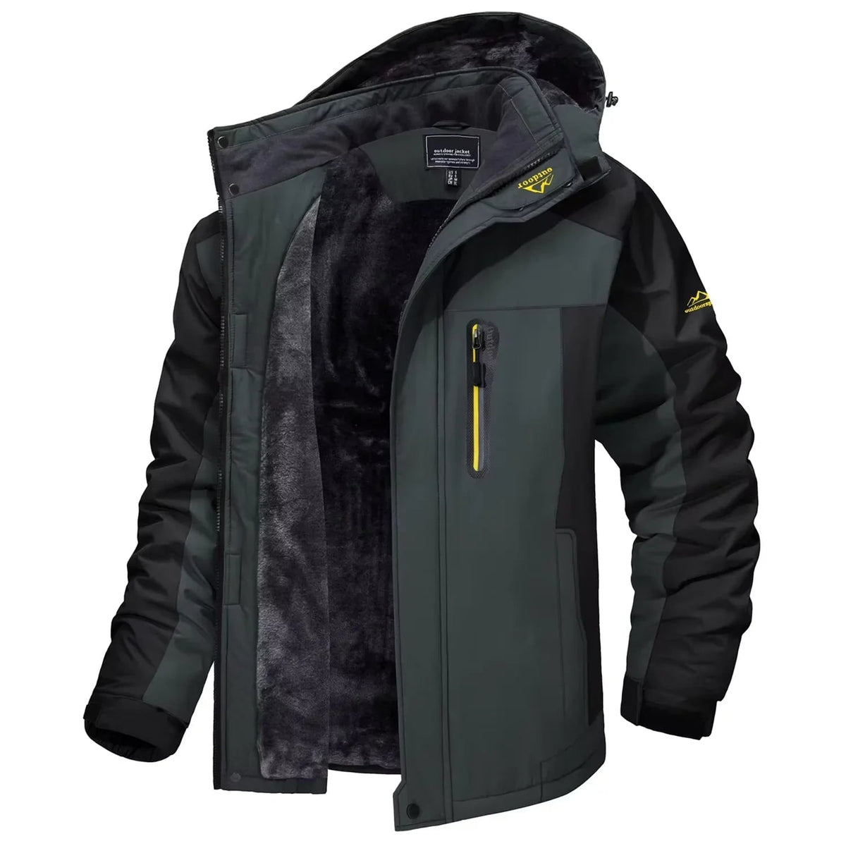 Men's Winter Jacket with Waterproof Shell and Fleece Lining Detachable Hood - Image 8
