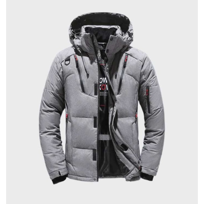 Men's Winter Jackets Puffer with Hooded Drawstring and Zippered Pockets - Image 2