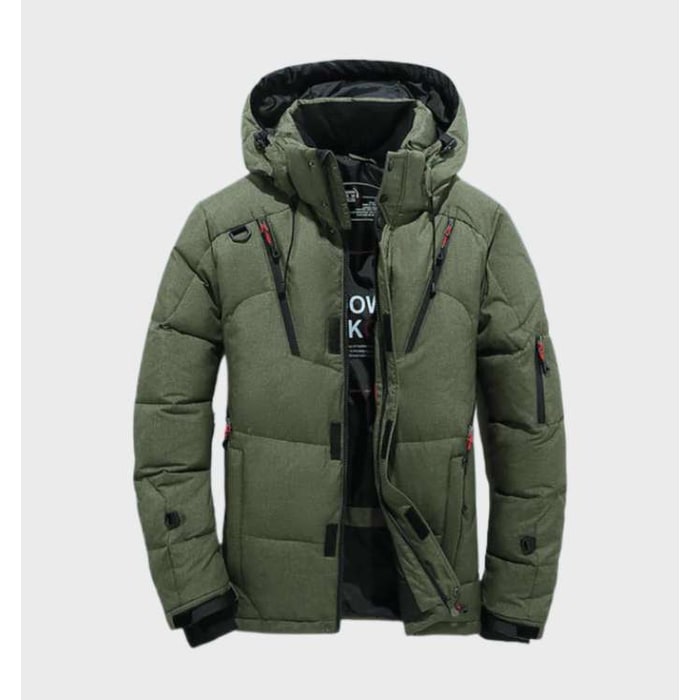 Men's Winter Jackets Puffer with Hooded Drawstring and Zippered Pockets - Image 3
