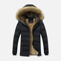 Men's Winter Jackets with Quilted Puffer Fleece Lining and Faux Fur Hood - Image 1