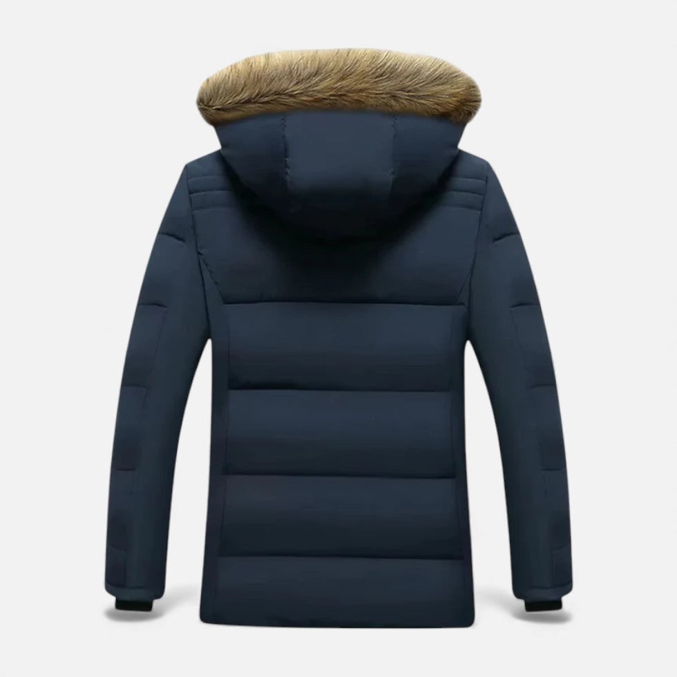 Men's Winter Jackets with Quilted Puffer Fleece Lining and Faux Fur Hood - Image 4
