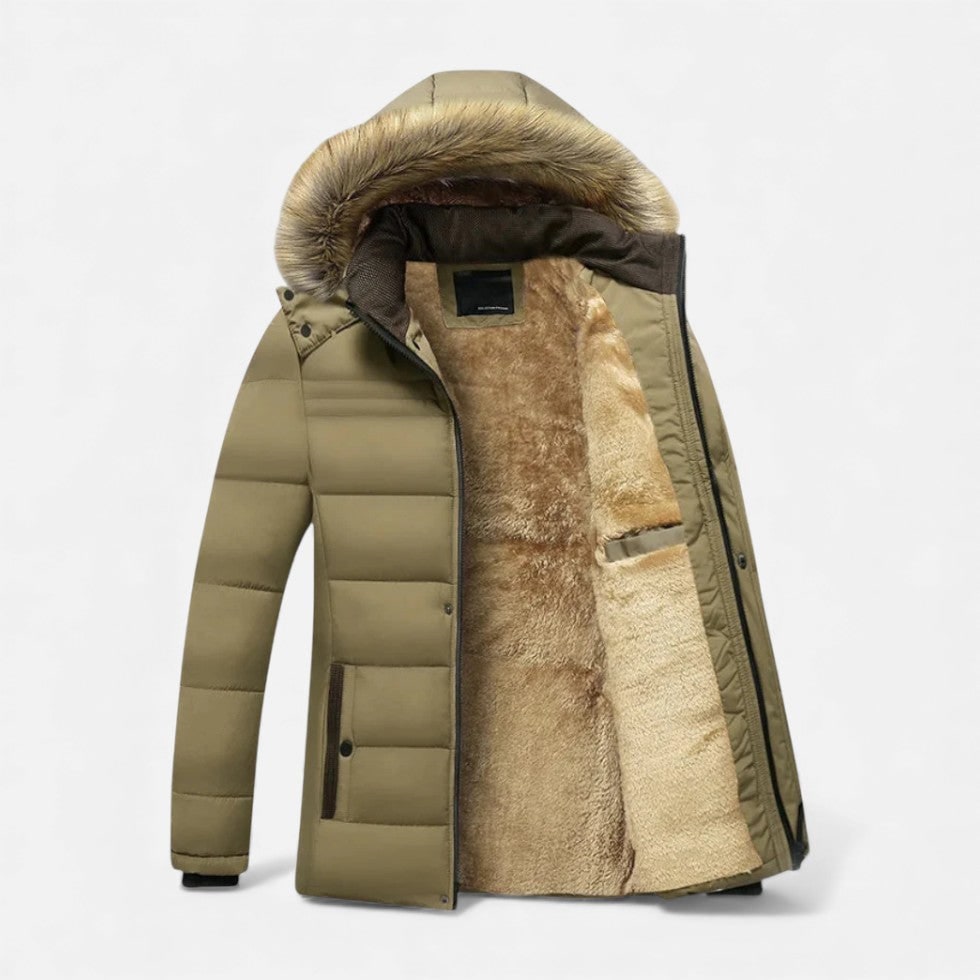 Men's Winter Jackets with Quilted Puffer Fleece Lining and Faux Fur Hood - Image 5