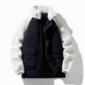 Men's Winter Jackets with Sherpa Fleece Sleeves and Color-Block Design Full Zip - Image 5