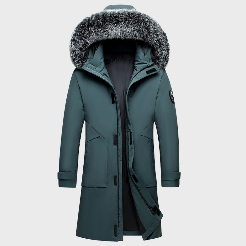 Men's Winter Parka Jacket Waterproof with Faux Fur Hood and Storm Flap - Image 1