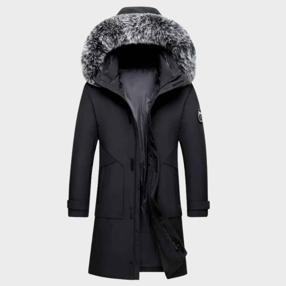 Men's Winter Parka Jacket Waterproof with Faux Fur Hood and Storm Flap - Image 2