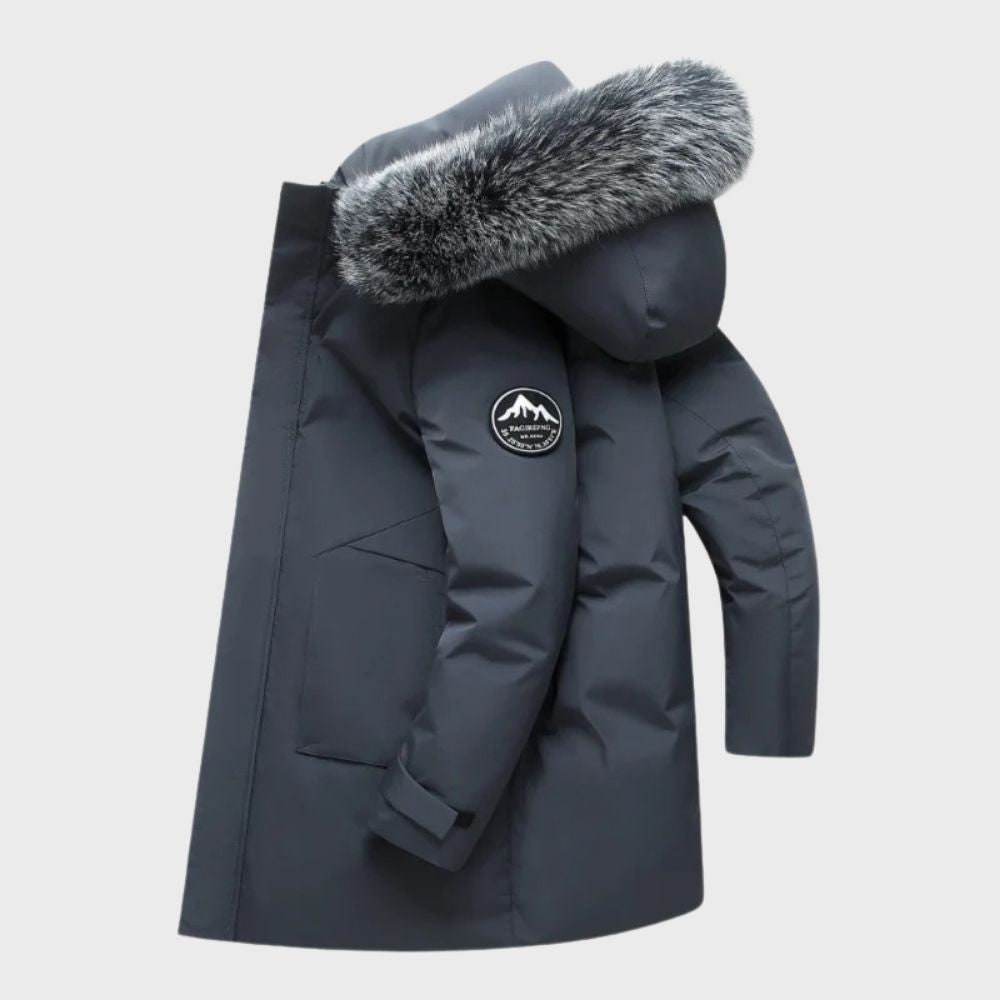 Men's Winter Parka Jacket Waterproof with Faux Fur Hood and Storm Flap - Image 6